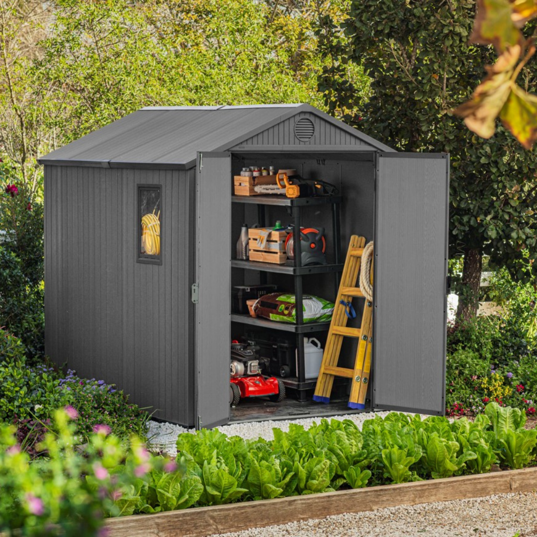 Keter Darwin 6x8ft Composite Storage Shed Grey 16mm Walls