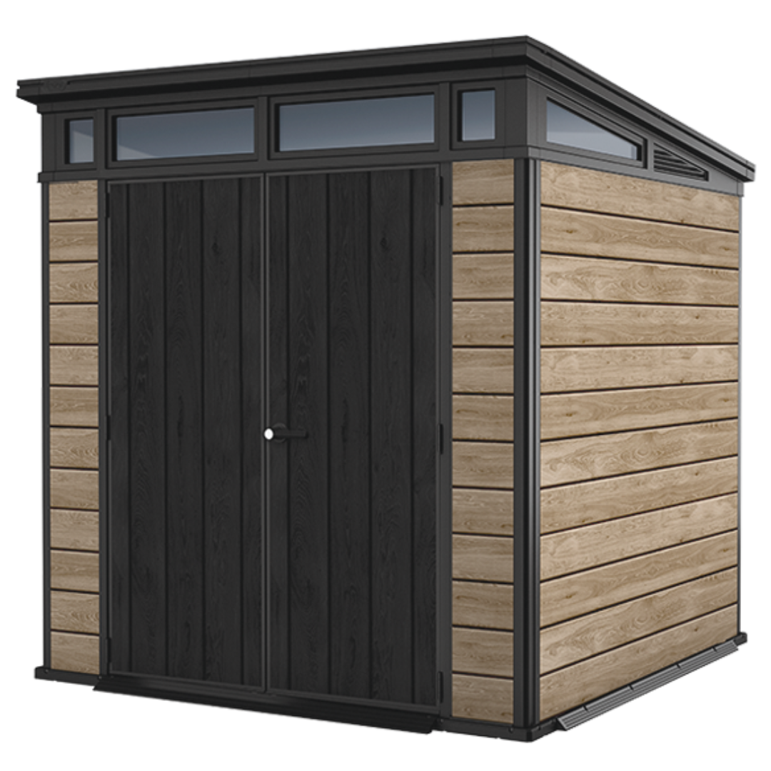 Keter Signature Collection Pent Shed 7x7ft Composite Resin Ashwood