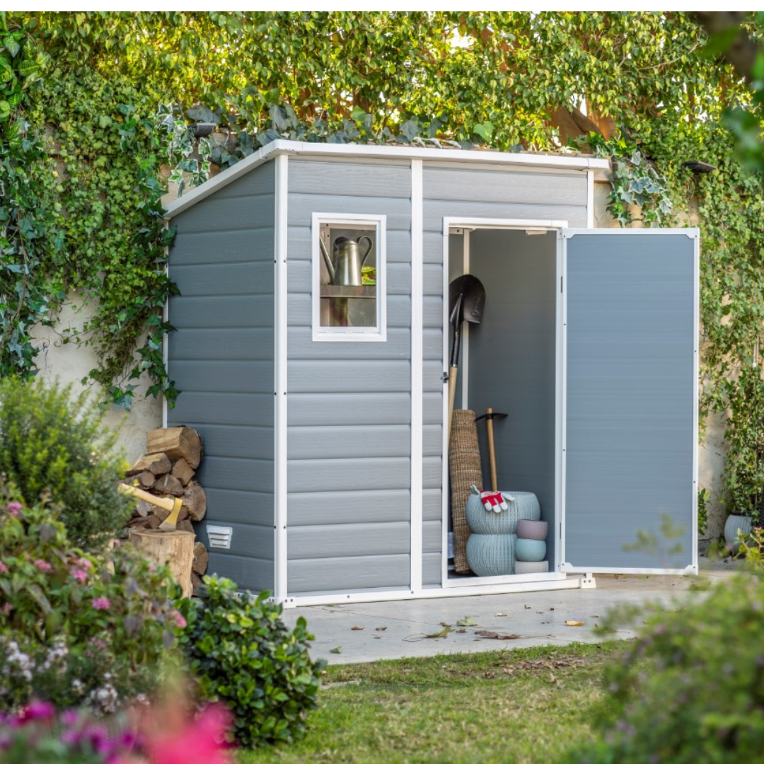 Keter Manor Pent 6x4ft Garden Shed Resin Storage Grey