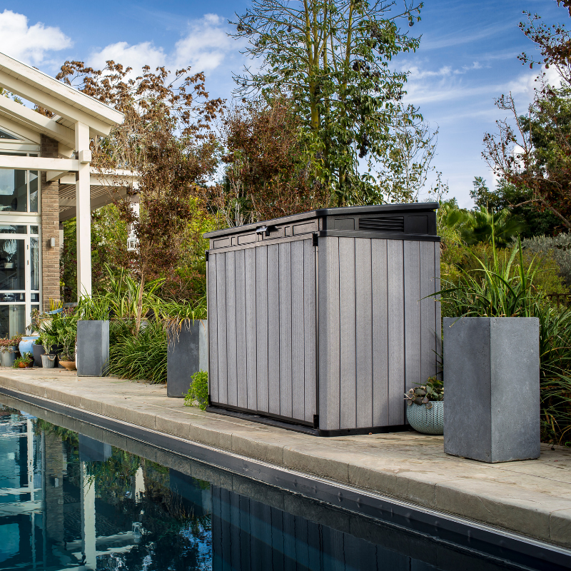 Elite Store Outdoor Plastic Storage Unit With Hydraulic Lid