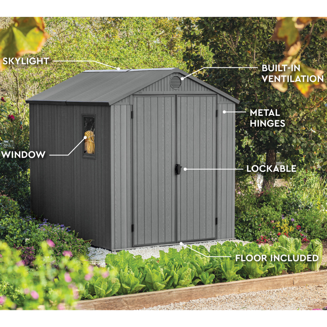 Keter Darwin 6x8ft Composite Storage Shed Grey 16mm Walls