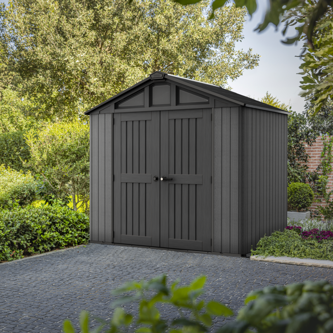 Keter Stronghold 8x6ft Garden Shed Double Door Grey