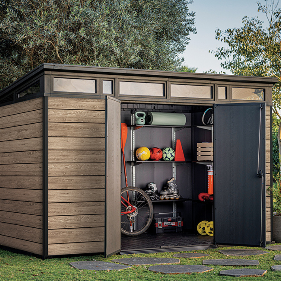 Keter Signature Collection 11x7ft Garden Shed Ashwood