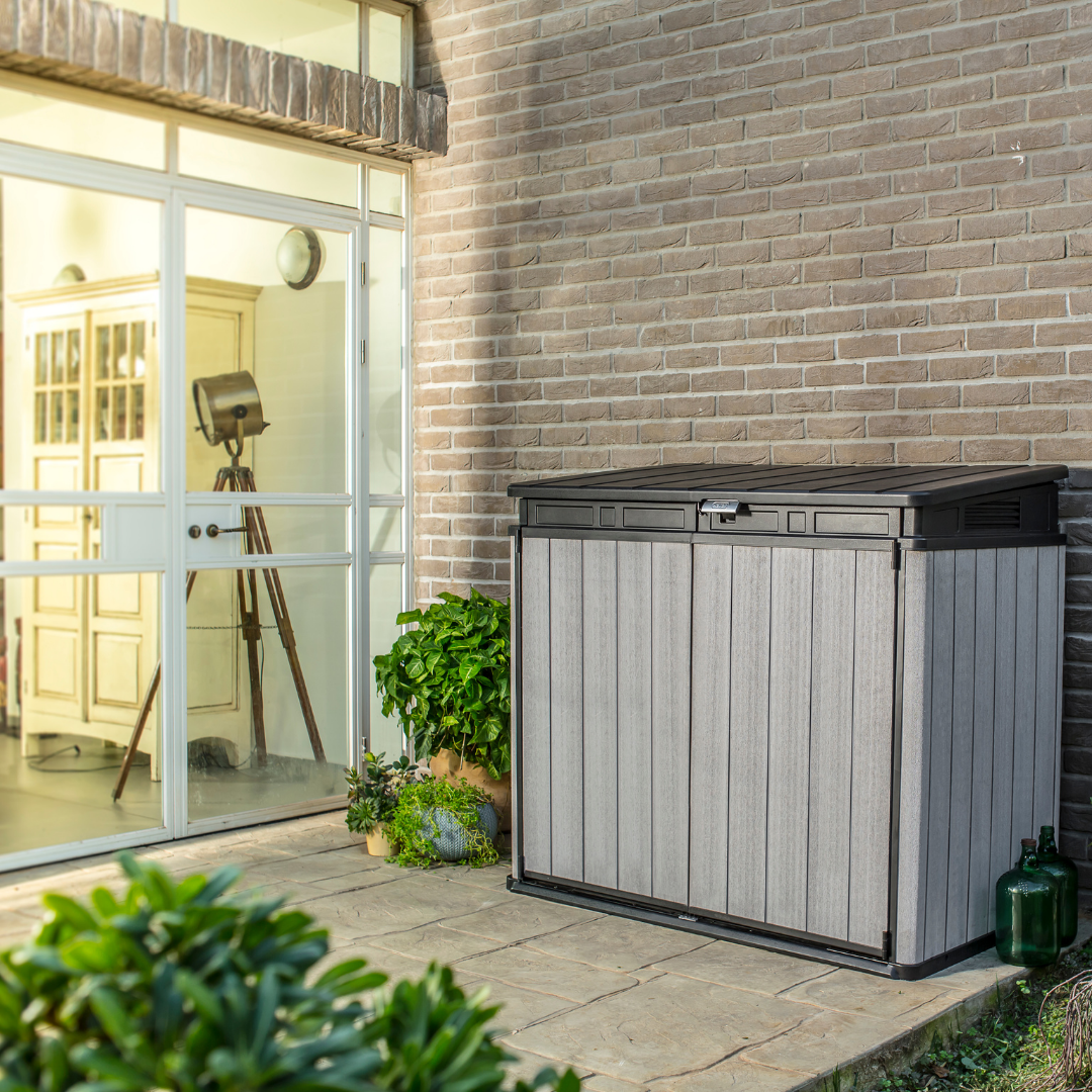 Elite Store Outdoor Plastic Storage Unit With Hydraulic Lid