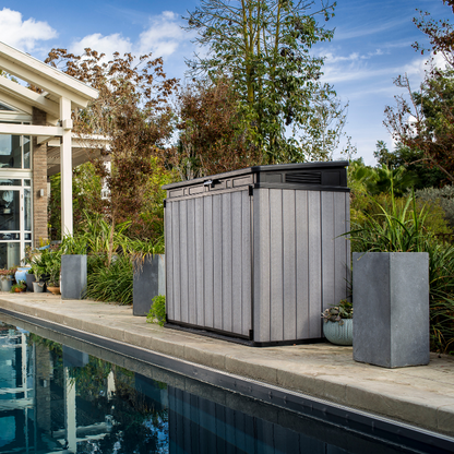 Elite Store Outdoor Plastic Storage Unit With Hydraulic Lid