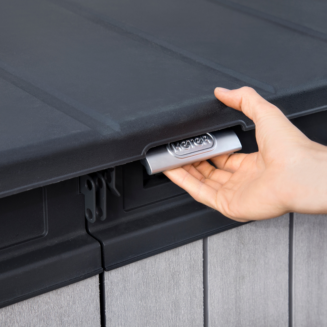 Elite Store Outdoor Plastic Storage Unit With Hydraulic Lid