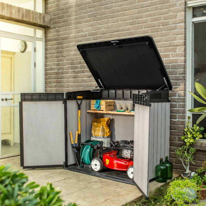 Elite Store Outdoor Plastic Storage Unit With Hydraulic Lid