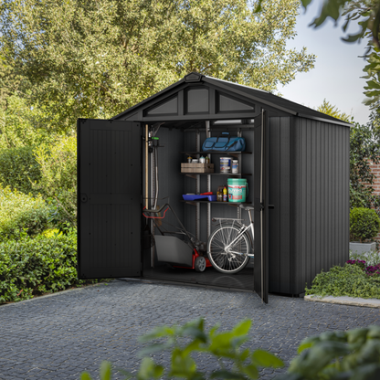 Keter Stronghold 8x6ft Garden Shed Double Door Grey