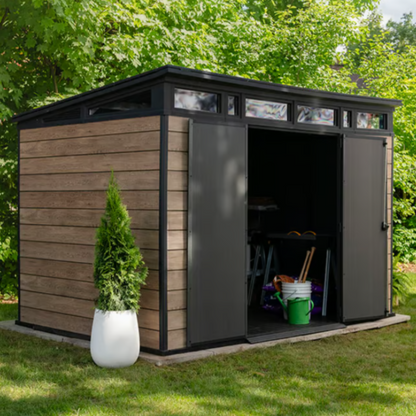 Keter Signature Collection 11x7ft Garden Shed Ashwood