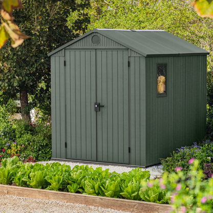 Keter Darwin 6x8ft Resin Garden Shed with Skylight Green