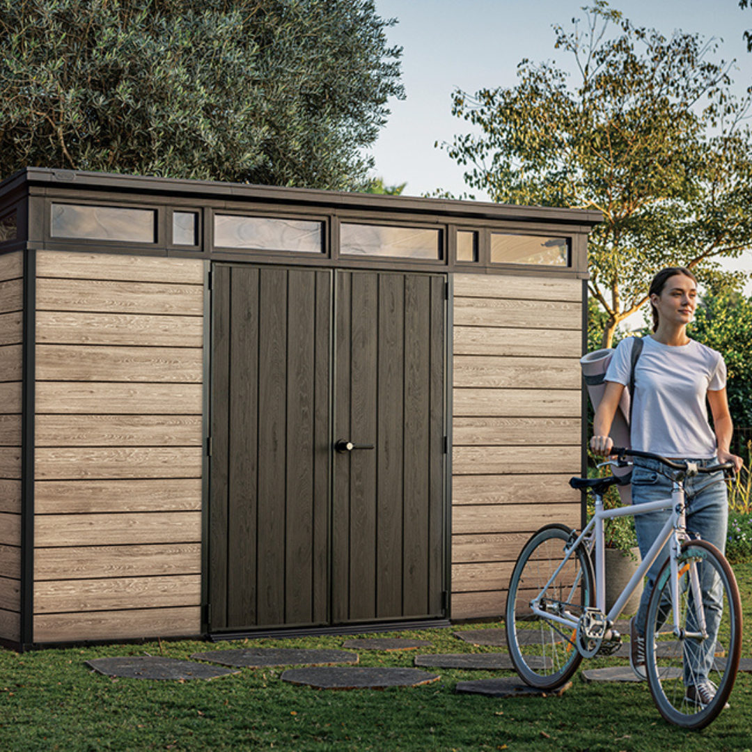 Keter Signature Collection 11x7ft Garden Shed Ashwood