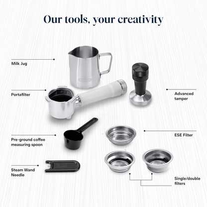 DeLonghi EC890.W Dedica Duo Manual Espresso Coffee Machine with Milk Frother White