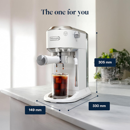 DeLonghi EC890.W Dedica Duo Manual Espresso Coffee Machine with Milk Frother White