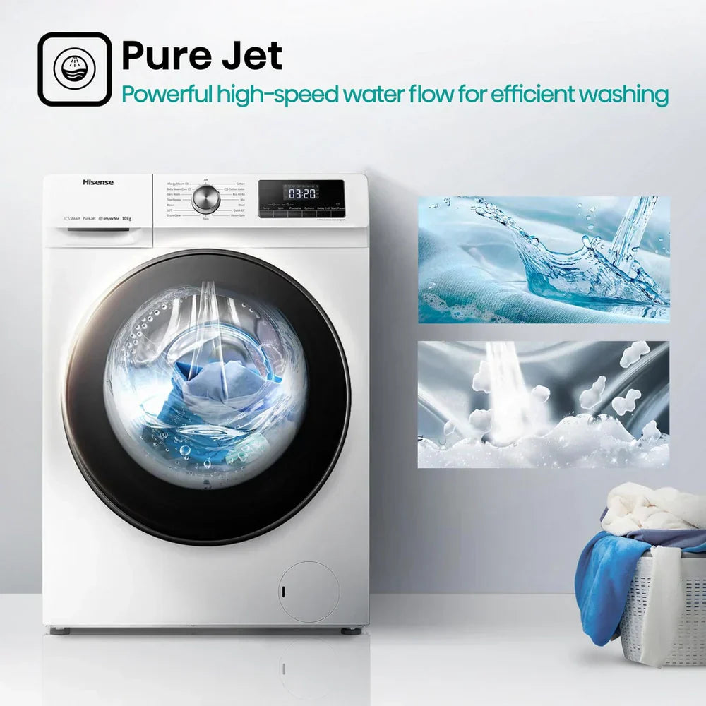 Hisense WFQA1014EVJM 3 Series 10 kg 1400 Spin Freestanding Front Load Washing Machine White